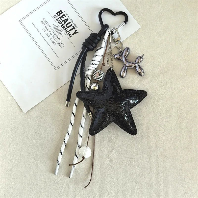 SEAME - Vegan Leather Star Keychain Pendant Black