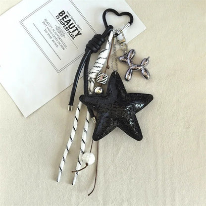 SEAME - Vegan Leather Star Keychain Pendant Black