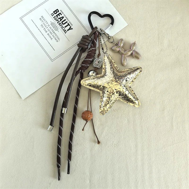SEAME - Vegan Leather Star Keychain Pendant Gold