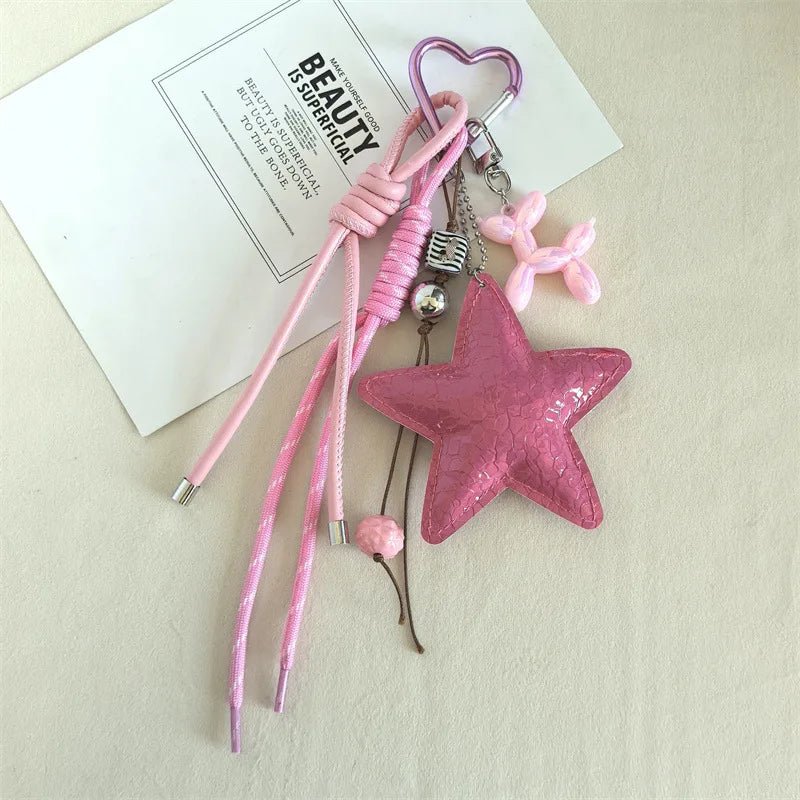 SEAME - Vegan Leather Star Keychain Pendant Pink