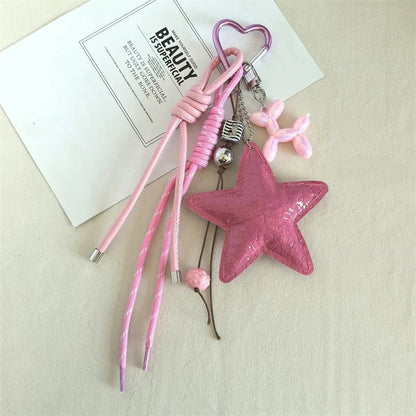 SEAME - Vegan Leather Star Keychain Pendant Pink