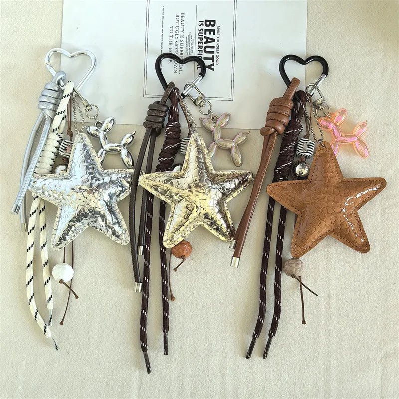 SEAME - Vegan Leather Star Keychain Pendant Silver