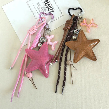 SEAME - Vegan Leather Star Keychain Pendant Silver